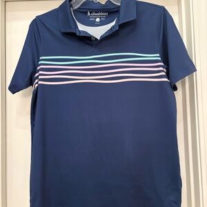Chubbies Navy Polo with Multicolor Stripes
